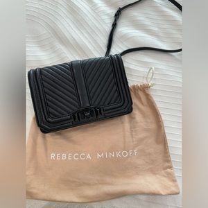 Black Rebecca Minkoff Chevron Quilted Love Crossbody